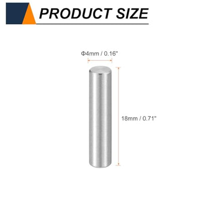 HARFINGTON 15pcs Dowel Pins M4(4mm) x 18mm 304 Stainless Steel Cylindrical Shelf Support Peg Pin Rod Fasten Elements for Metal Devices Wood Furniture DIY Installation, Silver - size: M4 x 18mm
