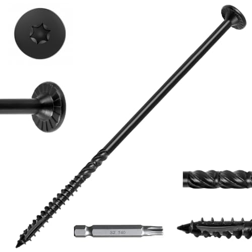 5/16" Heavy-Duty Wood Screws (12 Inch,50Pcs,Black) - color: Black, size: 5/16" x 12"