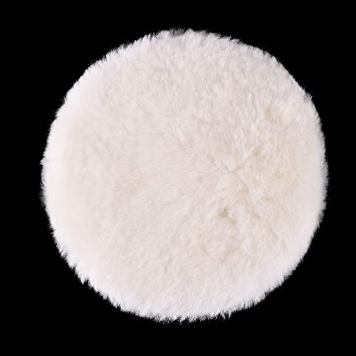 LotFancy 5 Inch Wool Polishing Pads, Pack of 2 - Car Auto Buffing Pads, Used with Rotary and Random Orbit Sander/Polisher - size: 5" Wool Pads