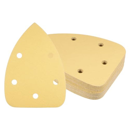 24pcs Mouse Detail Sander Sandpaper - [5-Hole 150 Grit] Aluminum Oxide Triangle Hook and Loop Sanding Pads Sheet for Sanding and Polishing Wood Furniture Metal Use - size: 150 Grits