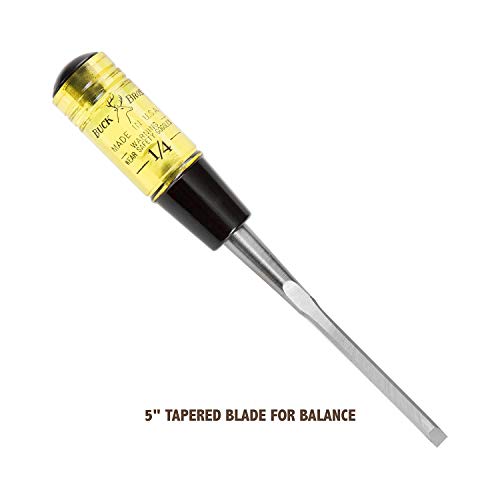 Buck Brothers 120101BC 1/4" Wood Chisel Made in USA, For Paring and Finishing Cuts in Carpentry and Woodworking, Tempered Tool Steel Blade, Mallet-Safe Handle - size: 1/4"