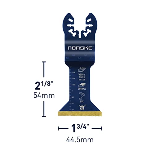 Norske Tools NOTP208 1-3/4 inch Wood & Metal Flush Cut Titanium Oscillating Multi Tool Accessory Blade - style: Titanium 1-3/4”