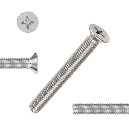 QISHENG 100 PCS #6-32X2 Stainless Steel Phillips Flat Head Machine Screws,DIY,Repair,Install Furniture and Electrical Appliances ScrewsStainless Steel 18-8 A2(304) Screw,Home Screw - color: Colorless, size: #6-32X2"