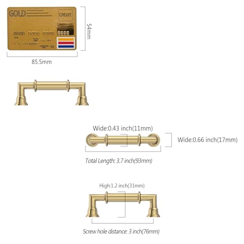 Amerdeco 10 Pack Champagne Bronze Cabinet Pulls 3 Inch(76mm) Hole Center Heavy Duty Solid Kitchen Cabinet Handles Drawer Pulls - color: Champagne Bronze, size: 3" hole center