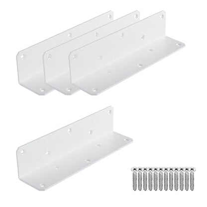8" x 2" x 2" L Brackets Heavy Duty, Large Iron Corner Bracket Metal Joint, Thickness 3mm Including Screws, for Wooden Bookshelf Furniture Cabinet (White-4PCS) - size: 8" x 2" x 2" - 4pcs - White