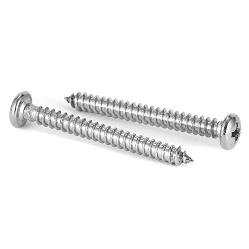 #7 x 1-1/4" Wood Screw 100Pcs 18-8 (304) Stainless Steel Pan Head Fast Self Tapping Drywall Screws by SG TZH - size: #7 x 1-1/4"