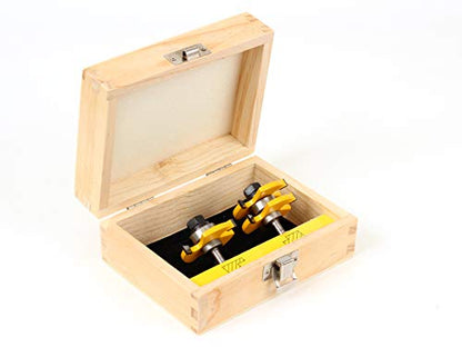 YONICO Tongue and Groove Router Bits Set Up to 3/4-Inch Stock 1/2" Cutting Depth 2 Bit Set 1/4-Inch Shank for Edge-to-Edge Hardwood Flooring, Paneling, Cabinet Door, Plywood Sheathing 15221q - style: Up to 3/4" Stock - 1/2" Depth - 1/4" Shank