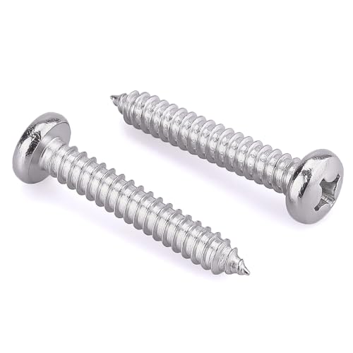 #14 x 1-1/2" Pan Head Sheet Metal Screws, 304 Stainless Steel 18-8, Phillips Drive, Self Tapping, Corrosion Resistant Screws for Wood Sheet Metal, Pack of 25 - size: #14 x 1-1/2"