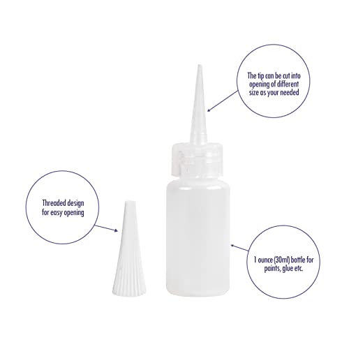 1 oz Needle Tip Squeeze Bottle with Funnel, Precision Tip Applicator Bottle