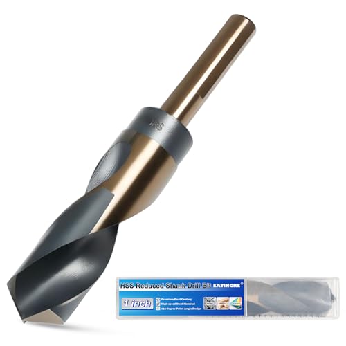 1 Inch Drill Bit, Reduced Shank High Speed Steel Bit with 1/2" Shank, HSS 4241 Black & Gold Drill Bits for Mild Steel, Metal and Hard Wood - size: 1 Inch