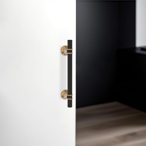 10 Pack 5 Inch Black and Champagne Bronze Cabinet Handles - color: Black and Champagne Knurled, size: 5'' Hole Center(128mm)