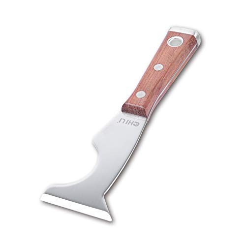 CHILI TOOLS Stainless Steel 5 in 1 Painters Tool with Wood Handle and Metal Hammer End, Made in Taiwan | Spackle Caulk Remover | Roller Cleaner | Putty Knife | Wallpaper Scraper | Can Bottle Opener - style: Paint Scraper