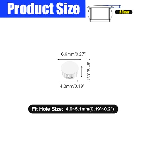 300Pcs 1/5" White Plastic Hole Plugs, White Knockout Plugs for Round Holes in Kitchen Cabinet - style: 300PCS-1/5inch