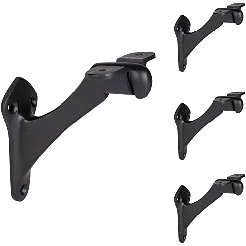 A29 Heavy Duty Cast Iron Handrail Brackets, Black Powder Coat, Set of 4