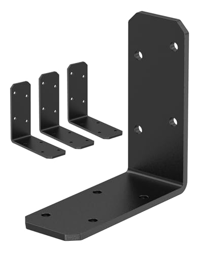 3"x3" L Brackets, 90 Degree Angle Iron, Black-4 Pcs - color: Black-4 Pcs