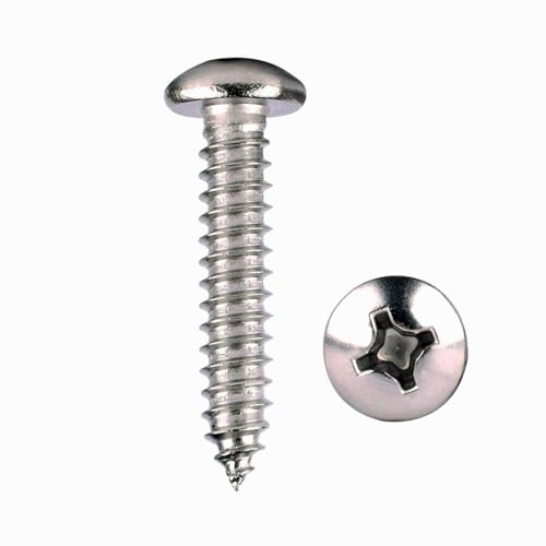 100Pcs #8 x 1/2" Phillips Pan Head Wood Screws 304 Stainless Steel 18-8 Self Tapping Screw - size: #8 x 1/2" (100pcs)