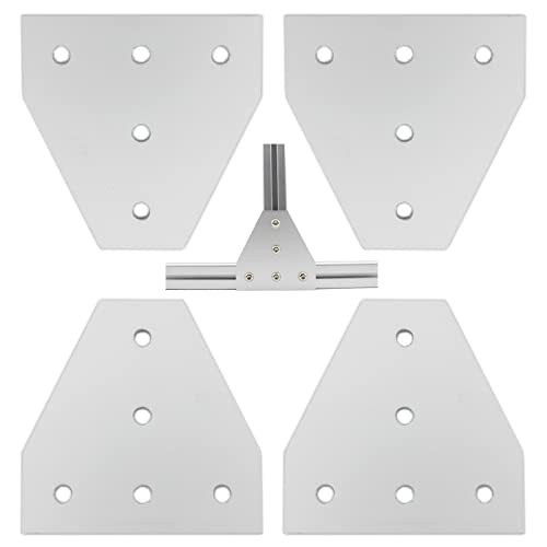4 PCS Joint Plate, Surface Anodic Oxidation Silver T Shape Corner Bracket, 5 Hole Outside Joining Plate for 3030 Series Aluminum Profile 3D Printer Frame - size: 3030T