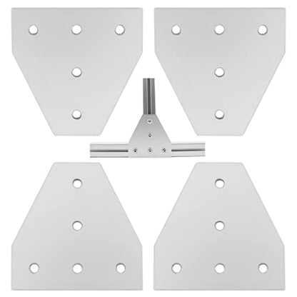 4 PCS Joint Plate, Surface Anodic Oxidation Silver T Shape Corner Bracket, 5 Hole Outside Joining Plate for 3030 Series Aluminum Profile 3D Printer Frame - size: 3030T