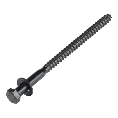 5/16 x 6 (50 Pack) Lag Screw Kit, 50 Screws and 50 Washers, Ceramic Black Ruspert Coating for Exterior Use, Meets ASTM A307 and ASME B18.2.1, Industrial/Commerical Grade by Makers Bolt - size: 5/16 x 6