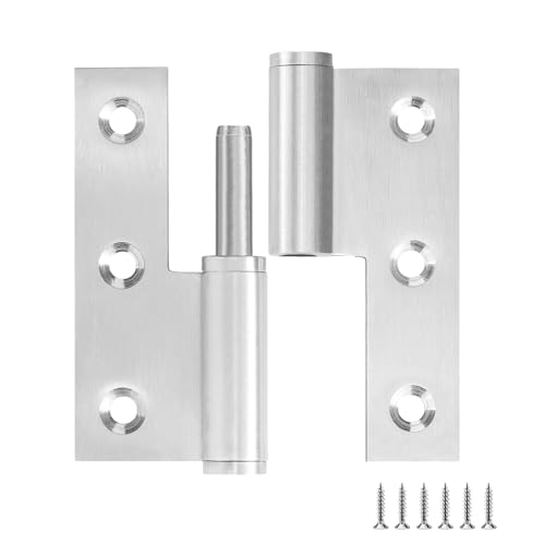 Lift Off Hinges 3", Removable Door Hinge, Left Handed, 6 Pack - color: Left(Silver), size: 3in