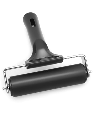 UCEC 6in Brayer Roller for Printmaking, Durable Rubber for Gluing & Paint - color: 6 Inch-Black
