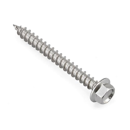 #12 x 1-1/2" Flanged Hex Head Fiberboard Wood Screws 50-Pack, 410 Stainless Steel Rust-Resistant Screws for Furniture & Wood Working Projects, Hex Bit Included - size: #12 x 1-1/2