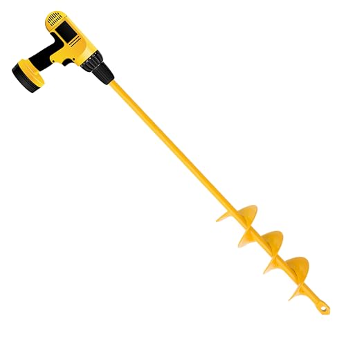 Garden Auger Drill Bit for Planting - 2"(D) x14.5(L) - Post Hole Digger Drill Auger for Gardening Bulbs, Flowers, and Bedding Plant - Made to Fit in Any 3/8 Hex Drill (Yellow) - size: Pack of 1: 2"x14.5"