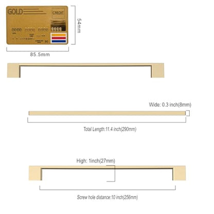 Amerdeco 10 Pack Brushed Brass Cabinet Pulls 10" - color: Brushed Brass, size: 10" hole center
