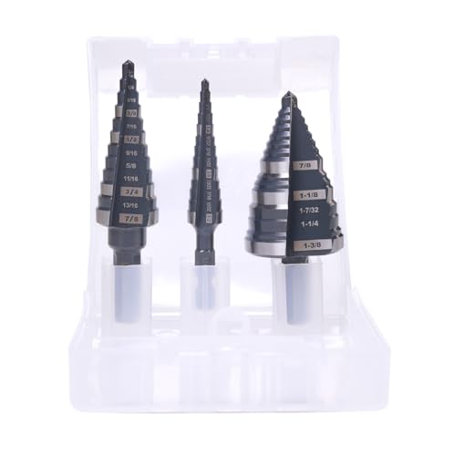 1/2" 7/8" 1-3/8" M2 Step Drill Bit Unibit Set for Hole Drilling - size: Set (1/2", 7/8" & 1-3/8") (Straight)
