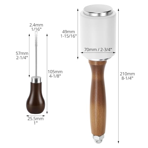 QWORK Nylon Leather Carving Mallet Hammer + Scratch Awl with Hardwood Handle