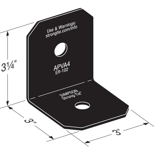Simpson Strong-Tie APVA4 Outdoor Accents Avant Collection ZMAX, Black Powder-Coated 90° Angle for 4X (Pack of 12)
