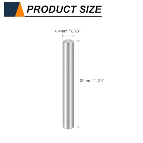 HARFINGTON 15pcs Dowel Pins M4(4mm) x 32mm 304 Stainless Steel Cylindrical Shelf Support Peg Pin Rod Fasten Elements for Metal Devices Wood Furniture DIY Installation, Silver - size: M4 x 32mm