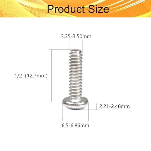 100PCS #6-32 x 1/2" Machine Screws, Phillips Pan Head, 304 Stainless Steel - size: 6#-32 x 1/2"