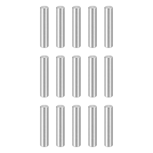 HARFINGTON 15pcs Dowel Pins M4(4mm) x 20mm 304 Stainless Steel Cylindrical Shelf Support Peg Pin Rod Fasten Elements for Metal Devices Wood Furniture DIY Installation, Silver - size: M4 x 20mm