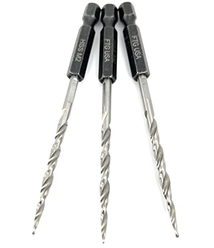 FTG USA 3Pc #6 (9/64") Replacement Countersink Drill Bit Set Tapered Bits - size: #6 (9/64"), style: 3 Bits w/o cutter