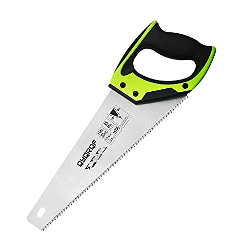 14 in. Pro Hand Saw, 11 TPI Fine-Cut Soft-Grip Hardpoint Handsaw Perfect for Sawing, Trimming, Gardening, Cutting Wood, Drywall, Plastic Pipes, Sharp Blade, Ergonomic Non-Slip Handle (green) - color: Green-14 Inch