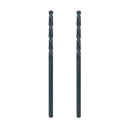 Greycore Tools 1/4 Inch x 6 Inch Black Oxide Aircraft Extension Bit 2-Pack – Long Drill Bit for Steel, Wood, Plastic and Aluminum - Round Shank, Split Point (1/4" x 6") - size: 1/4" x 6"
