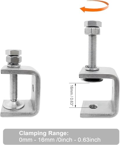 Stainless Steel C Clamps, Mini Tiger Clamp Set for Mounting, Heavy Duty Metal U Clamps, Small Desk G-Clamp with 0.79 Inch Stable Wide Jaw Opening for Metal Working Woodworking Welding Building (6pcs) - size: 0.79 in / 20mm (6 Pcs)