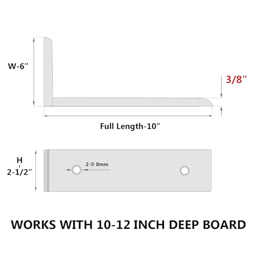 NEODROP 3-Pack 10 Inch Countertop Support Brackets, Heavy Duty L Brackets for Quartz/Wood/Laminate/Granite Countertops | 3/8" Thick Metal Steel | Frosted Black Powder Coated - size: 10 Inch, style: 3 Pack