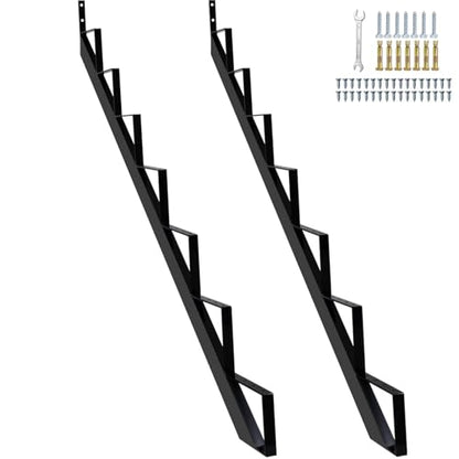 Heavy Duty Steel Stair Riser 7 Step, Metal Stair Stringer for Deck Height 58 inches, Stair Step Riser for Porch Step Outside Stairs（2Pack - size: 7 Step