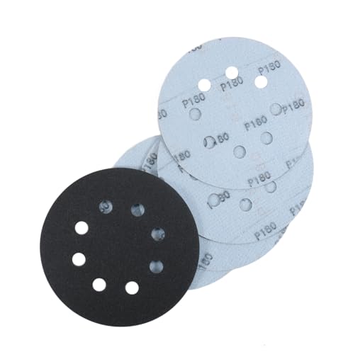 50 Pcs 5 Inch 8 Hole 180 Grit Wet and Dry Sanding Discs, Round Hook and Loop Disc Sandpaper for Random Orbital Sanders - style: 180 Grit