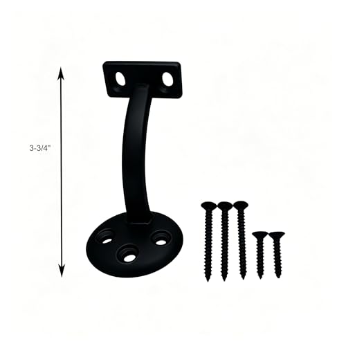 Handrail Bracket, 3 Pack Heavy Duty Hand Rail Bracket for Home or Office Stairways Handrail, Satin Black