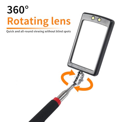Extendable Inspection Mirror, 360-Degree Rotation LED Inspection Mirror - size: 1 Pack