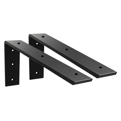 Countertop Support Bracket 2 Pack 16 inch Heavy Duty 3/8" Thick Black Granite Countertop Bracket 16"x6"x2.5" Shelf L Bracket Mantel Corbels for Quartz/Granite/Wood/Concret/Laminate Countertops - size: 16"x6"x2.5"-2pack, style: Black-3/8" Thick