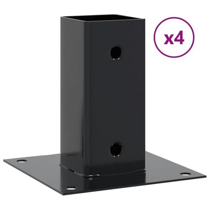4 Pack Post Bases 2.80x2.80 Inch Square Support Brackets Powder-Coated Steel Base Plates for Gazebo Fence Deck Railing Anthracite - size: 71 x 71 mm & 4