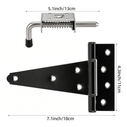Shed Door Hardware Kit with 5-1/2" L-Handle Lock, Latches and 6" Hinges