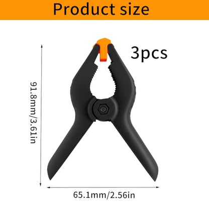 3 Pcs 3.5" Spring Clamps for Backdrop ClampsSmall Plastic Spring Clamps Heavy Duty Clips for Crafts, DIY, Backdrop Stand, Woodworking, Photography, Studios, Home Decorations - style: 3.5"