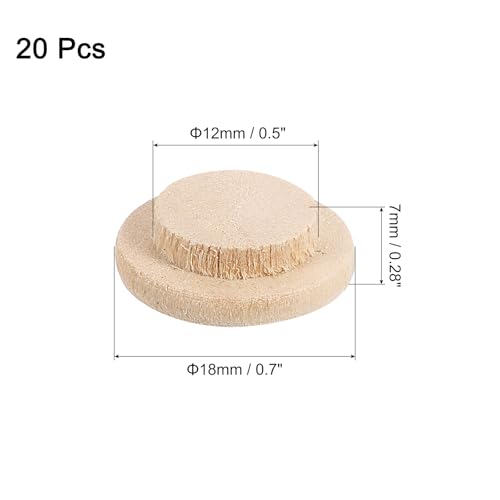 uxcell Wood Hole Plugs, 20 Pcs 18x12mm Wood Button Top Plugs Round Head Hardwood Furniture Plugs Screw Hole Plugs for Furniture Tables Chairs Cabinetry Crafts Projects - size: 18x12mm