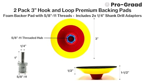 2 Pack 3" Premium Hook & Loop Backing, Foam Backer Pad, 5/8-11 - style: 3"