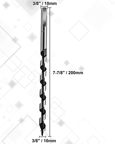 3/8" x 8" Wood Auger Drill Bit with 3/8" Hex Shank Ship Auger Bit - size: 3/8" x 8"